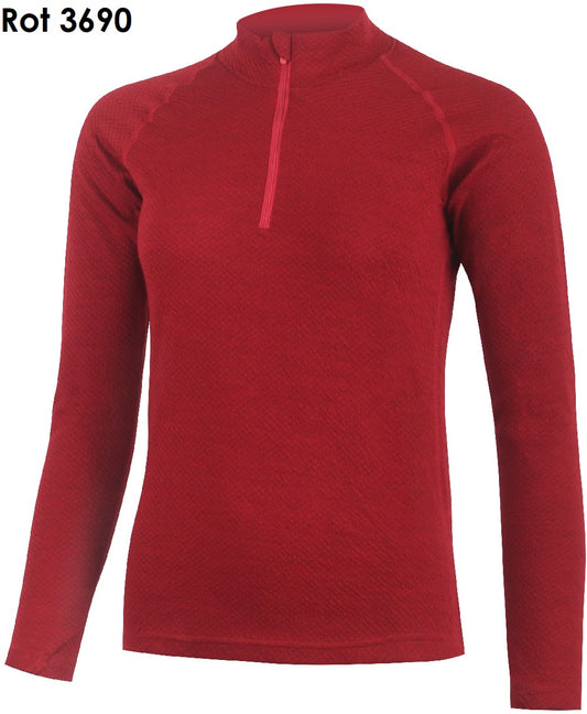 LASTING HONEY Merino-Wollshirt-Mischung mit ¼-Reißverschluss und Langarm