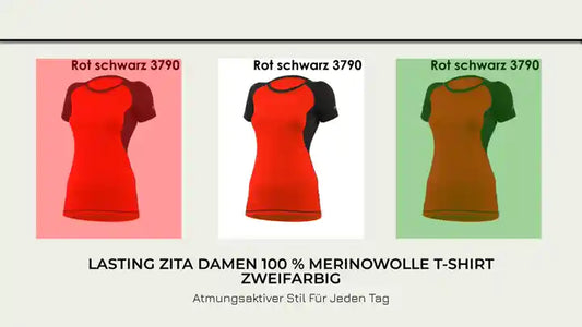 LASTING ZITA Damen 100 % Merinowolle T-Shirt zweifarbig by@Outfy