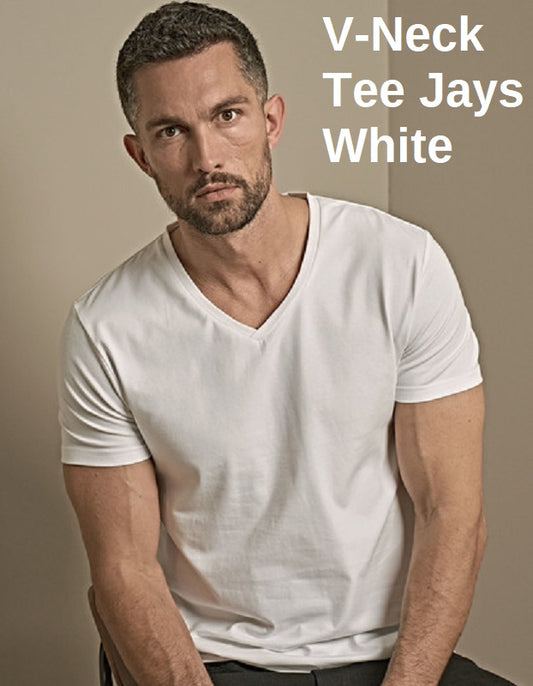 TEE JAYS Heren Stretch V-hals T-shirt Korte mouw
