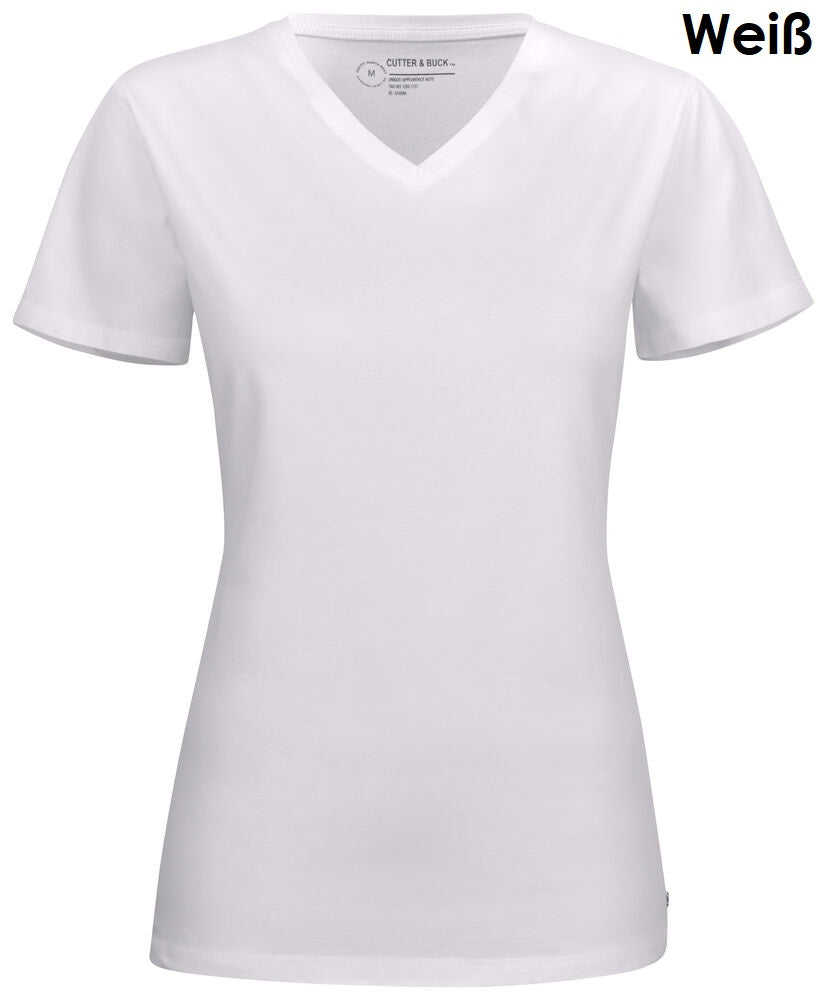 Cutter & Buck Manzanita Damen T-Shirt V-Neck 100 % Bio-Baumwolle