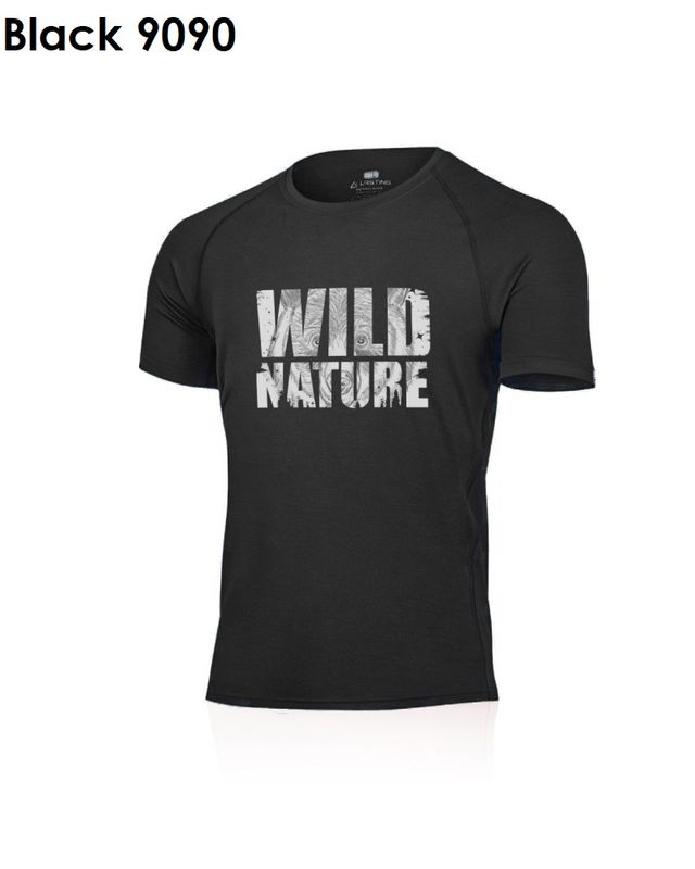 LASTING GRIZLY T-shirt met print van 100% merinowol voor heren