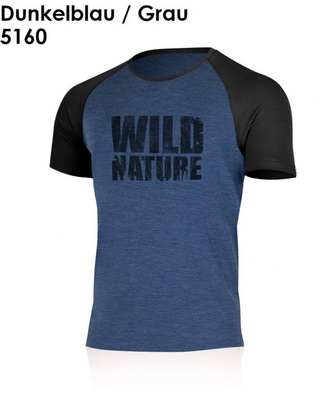 LASTING GRIZLY T-shirt met print van 100% merinowol voor heren