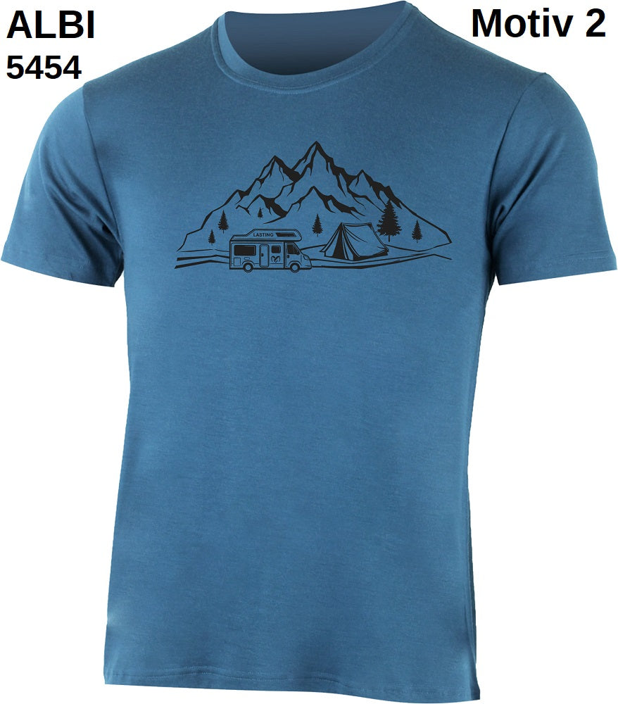 LASTING HILL 100% Merino Wool Men's T-Shirt with Print