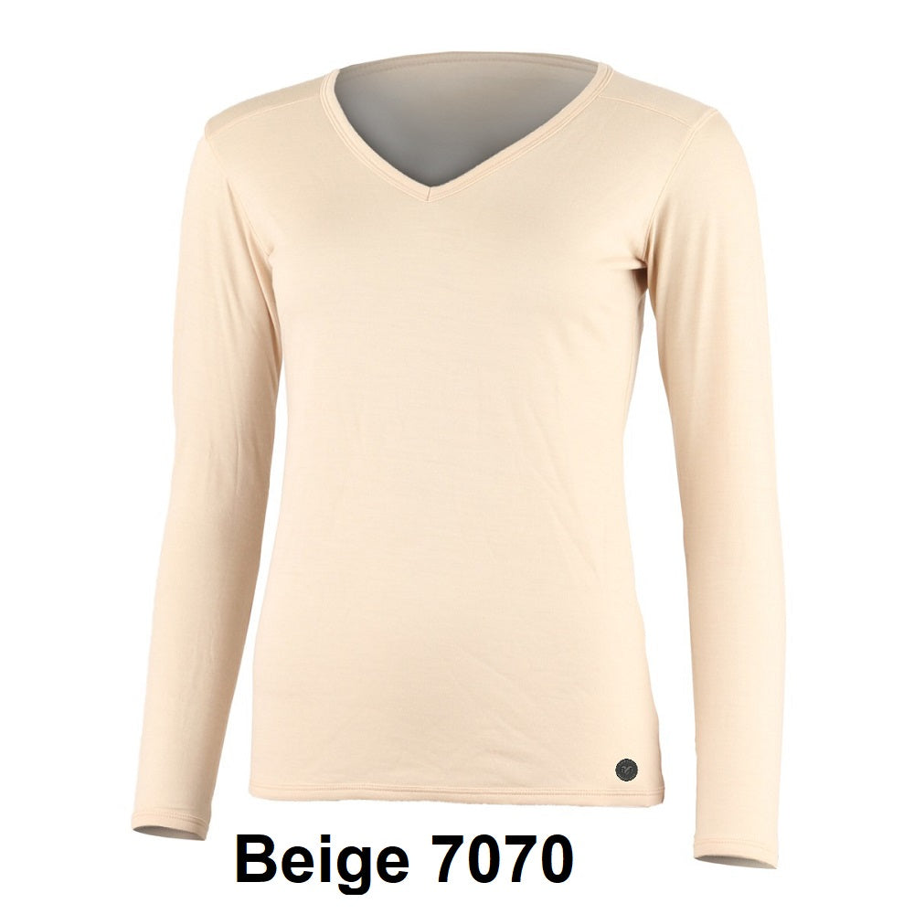 LASTING EVA 100 % Merinowolle Damen T-Shirt V-Neck Langarm A1TQ