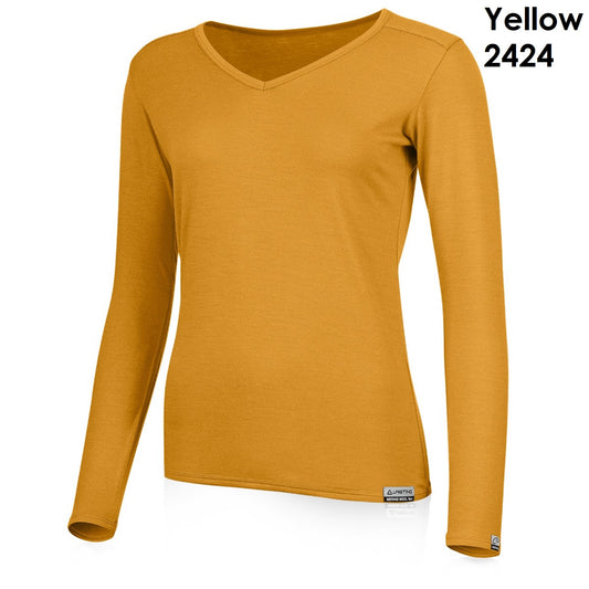 LASTING EVA 100 % Merinowolle Damen T-Shirt V-Neck Langarm
