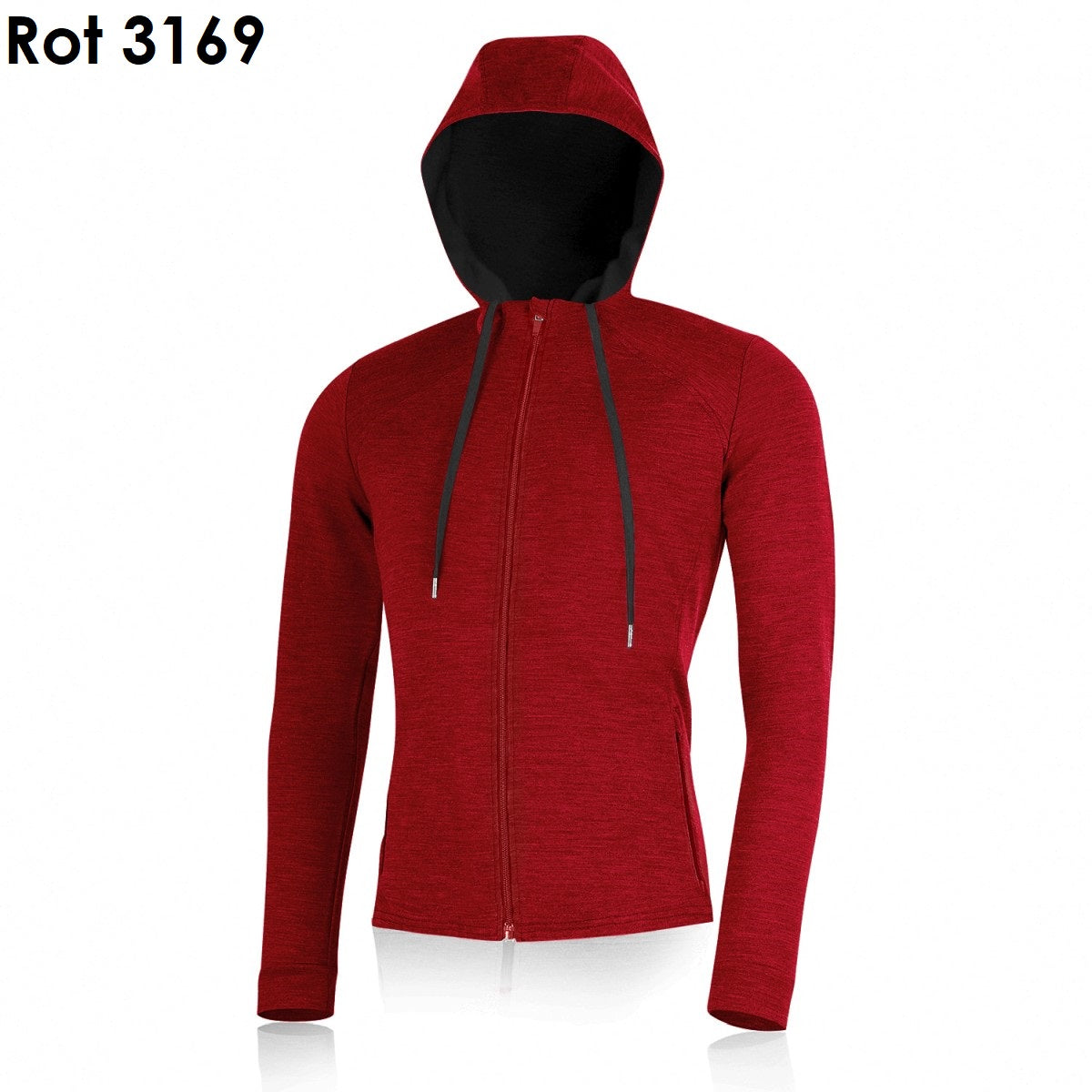 LASTING KARMIN Herren Sweatjacke aus 100 % Merinowolle mit durchgehendem Reißverschluss