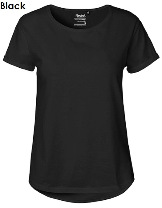 NEUTRAL Fairtrade Ladies Roll Up Sleeve T-Shirt Women's 100% Organic Cotton