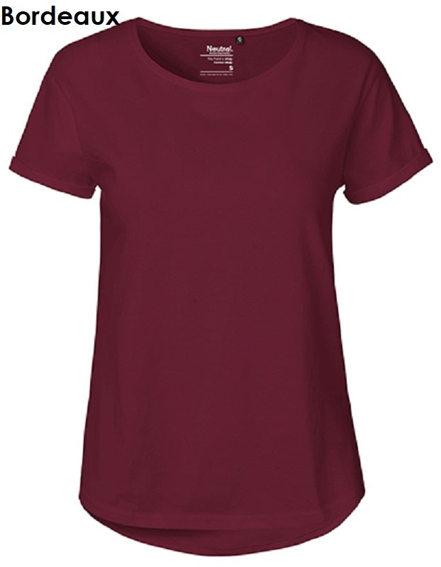 NEUTRAL Fairtrade Ladies Roll Up Sleeve T-Shirt Women's 100% Organic Cotton