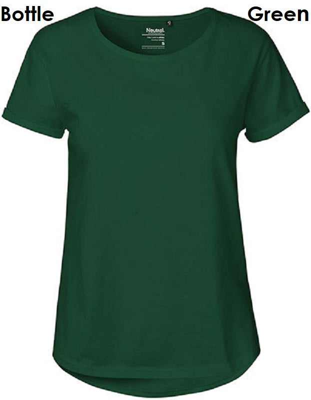 NEUTRAL Fairtrade Ladies Roll Up Sleeve T-Shirt Women's 100% Organic Cotton