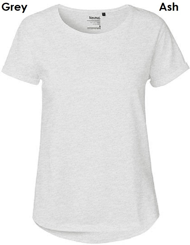 NEUTRAL Fairtrade Ladies Roll Up Sleeve T-Shirt Women's 100% Organic Cotton