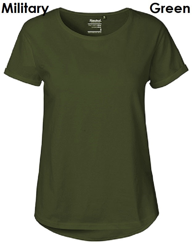 NEUTRAL Fairtrade Ladies Roll Up Sleeve T-Shirt Women's 100% Organic Cotton
