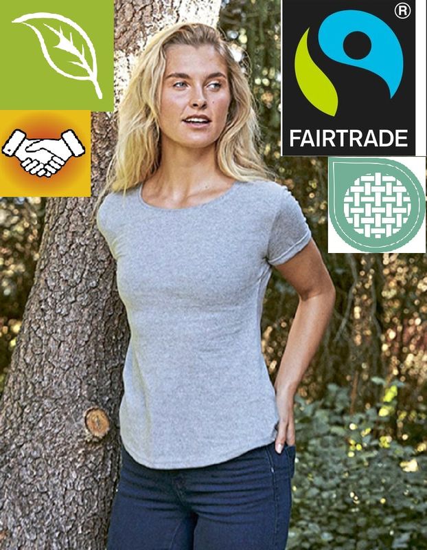 NEUTRAL Fairtrade Ladies Roll Up Sleeve T-Shirt Women's 100% Organic Cotton