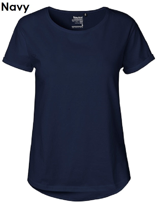 NEUTRAL Fairtrade Ladies Roll Up Sleeve T-Shirt Women's 100% Organic Cotton