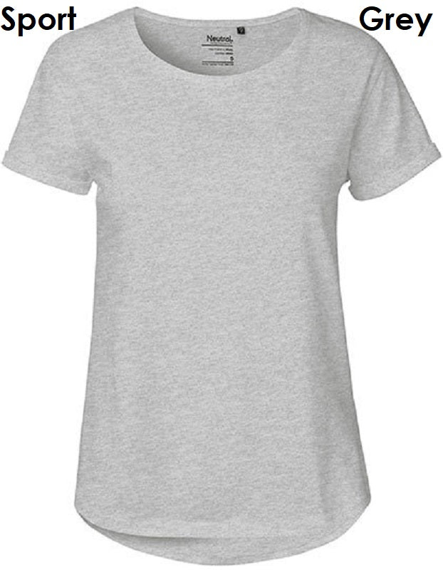 NEUTRAL Fairtrade Ladies Roll Up Sleeve T-Shirt Women's 100% Organic Cotton