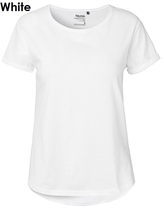 NEUTRAL Fairtrade Ladies Roll Up Sleeve T-Shirt Women's 100% Organic Cotton