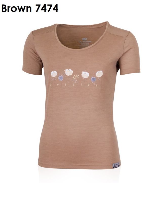 LASTING POPPY  100 % Merinowolle T-Shirt Damen mit Print