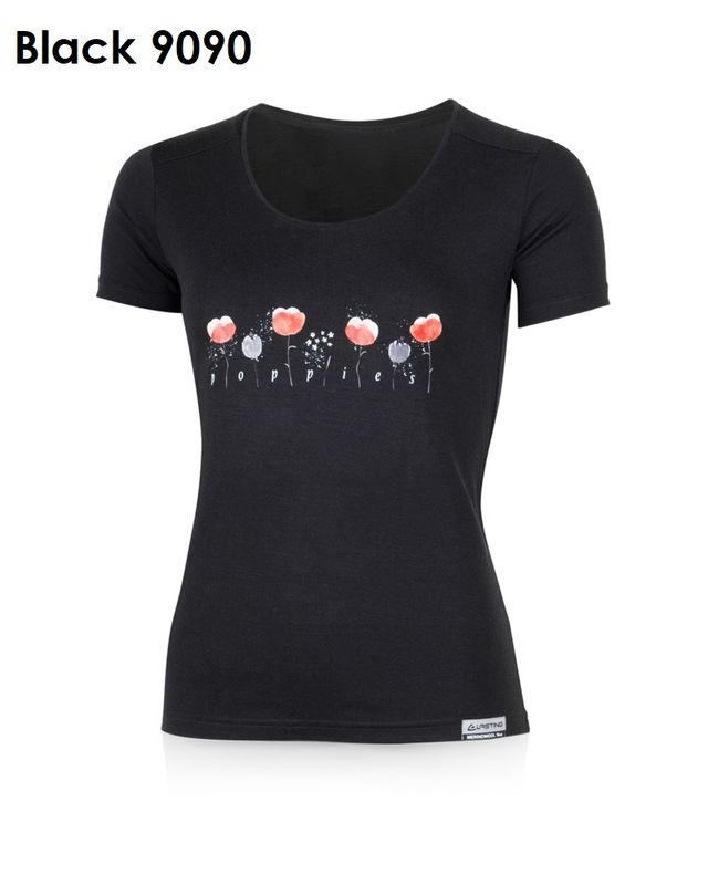 LASTING POPPY  100 % Merinowolle T-Shirt Damen mit Print