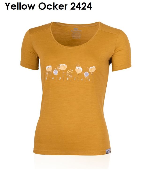 LASTING POPPY  100 % Merinowolle T-Shirt Damen mit Print