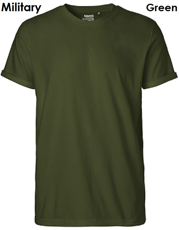 Neutrale Fairtrade heren T-shirt met oprolbare mouwen, 100% biologisch katoen
