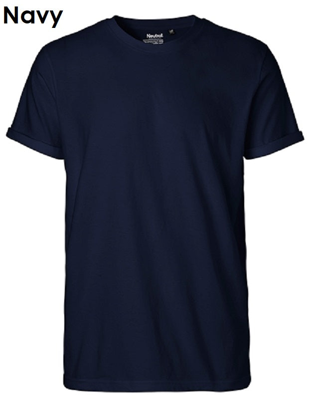 Neutrale Fairtrade heren T-shirt met oprolbare mouwen, 100% biologisch katoen