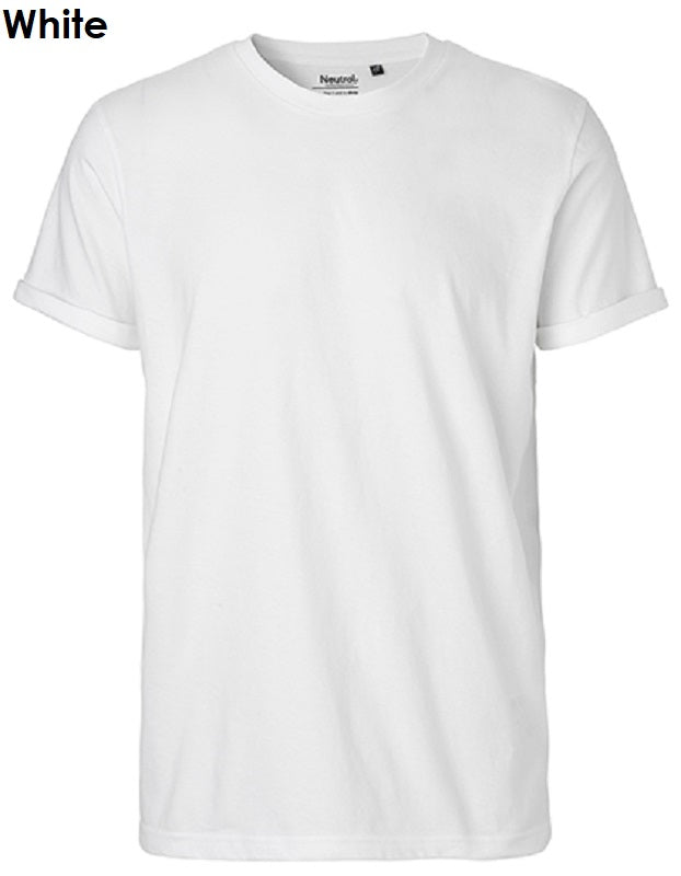 Neutrale Fairtrade heren T-shirt met oprolbare mouwen, 100% biologisch katoen