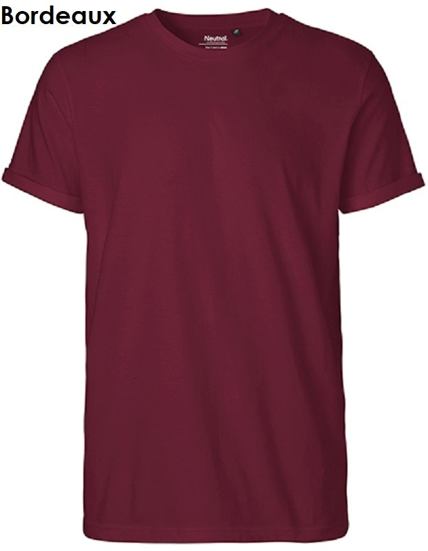Neutrale Fairtrade heren T-shirt met oprolbare mouwen, 100% biologisch katoen