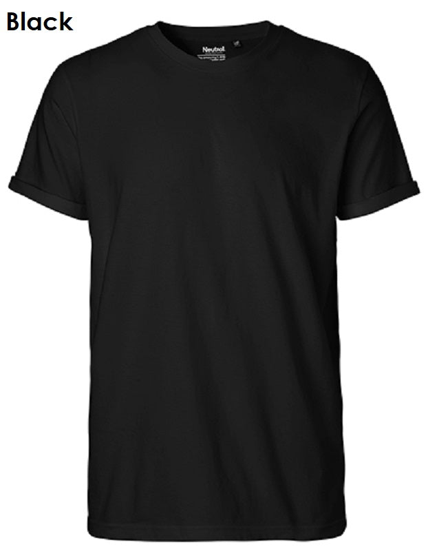 Neutrale Fairtrade heren T-shirt met oprolbare mouwen, 100% biologisch katoen