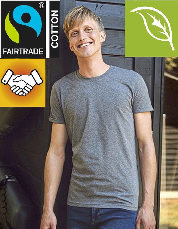 Neutrale Fairtrade heren T-shirt met oprolbare mouwen, 100% biologisch katoen