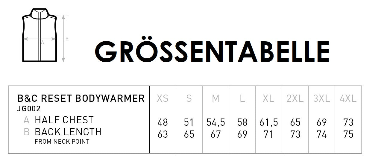 B&C Reset Outerwear Bodywarmer Damen Herren Unisex  100 % recycelt