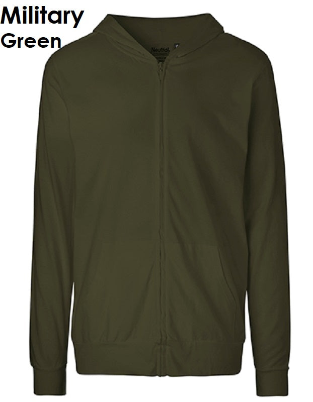 Neutrale Fairtrade hoodie met volledige ritssluiting, 100% biologisch katoen, heren, unisex