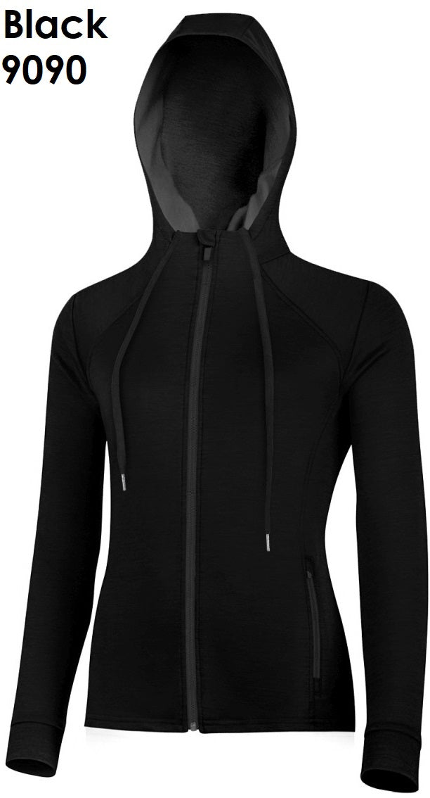LASTING KARMINA Damen Sweatjacke aus 100 % Merinowolle mit durchgehendem Reißverschluss