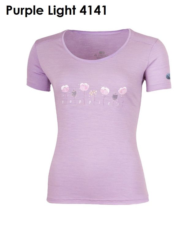 LASTING POPPY  100 % Merinowolle T-Shirt Damen mit Print