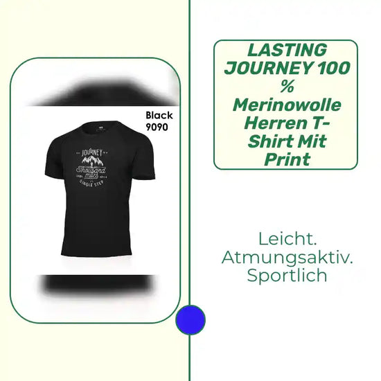 LASTING JOURNEY 100 % Merinowolle Herren T-Shirt mit Print by@Outfy