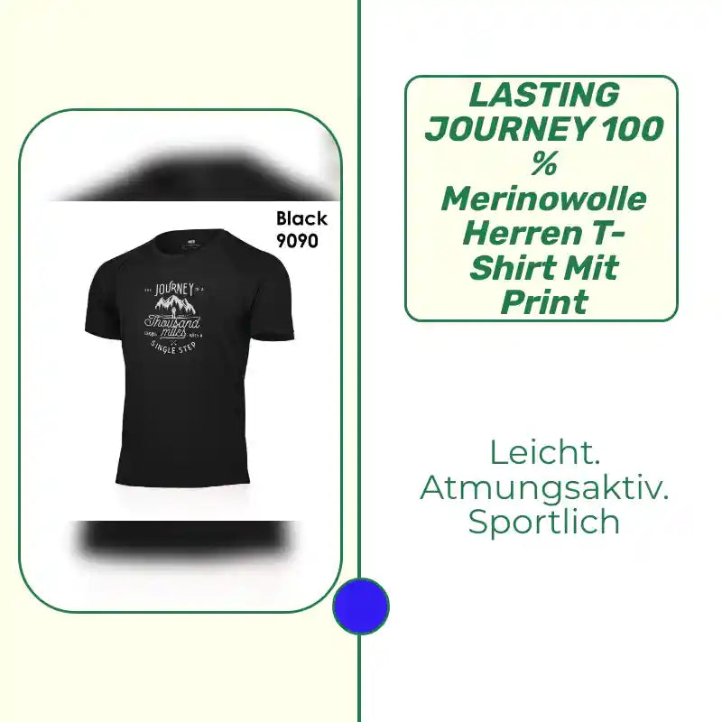 LASTING JOURNEY 100 % Merinowolle Herren T-Shirt mit Print by@Outfy