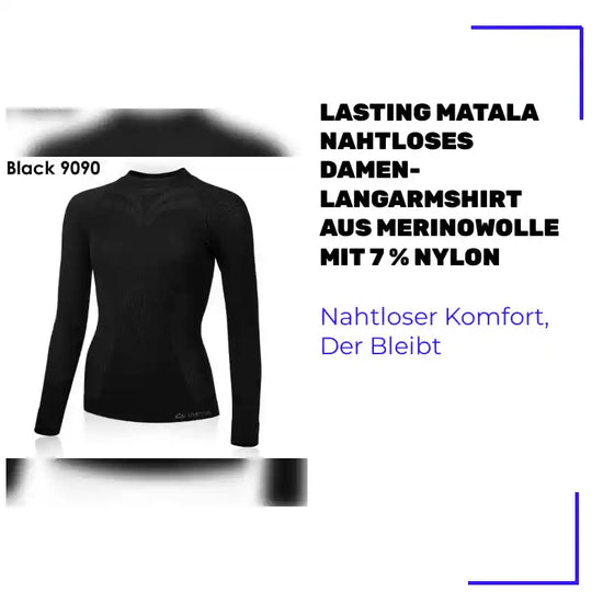 LASTING MATALA nahtloses Damen-Langarmshirt aus Merinowolle mit 7 % Nylon by@Outfy