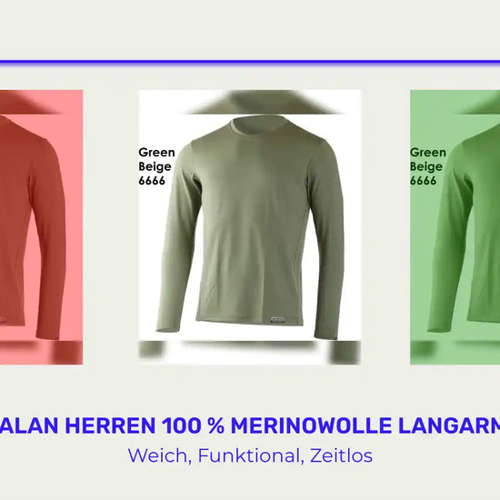 LASTING ALAN Herren 100 % Merinowolle Langarm T-Shirt by@Outfy