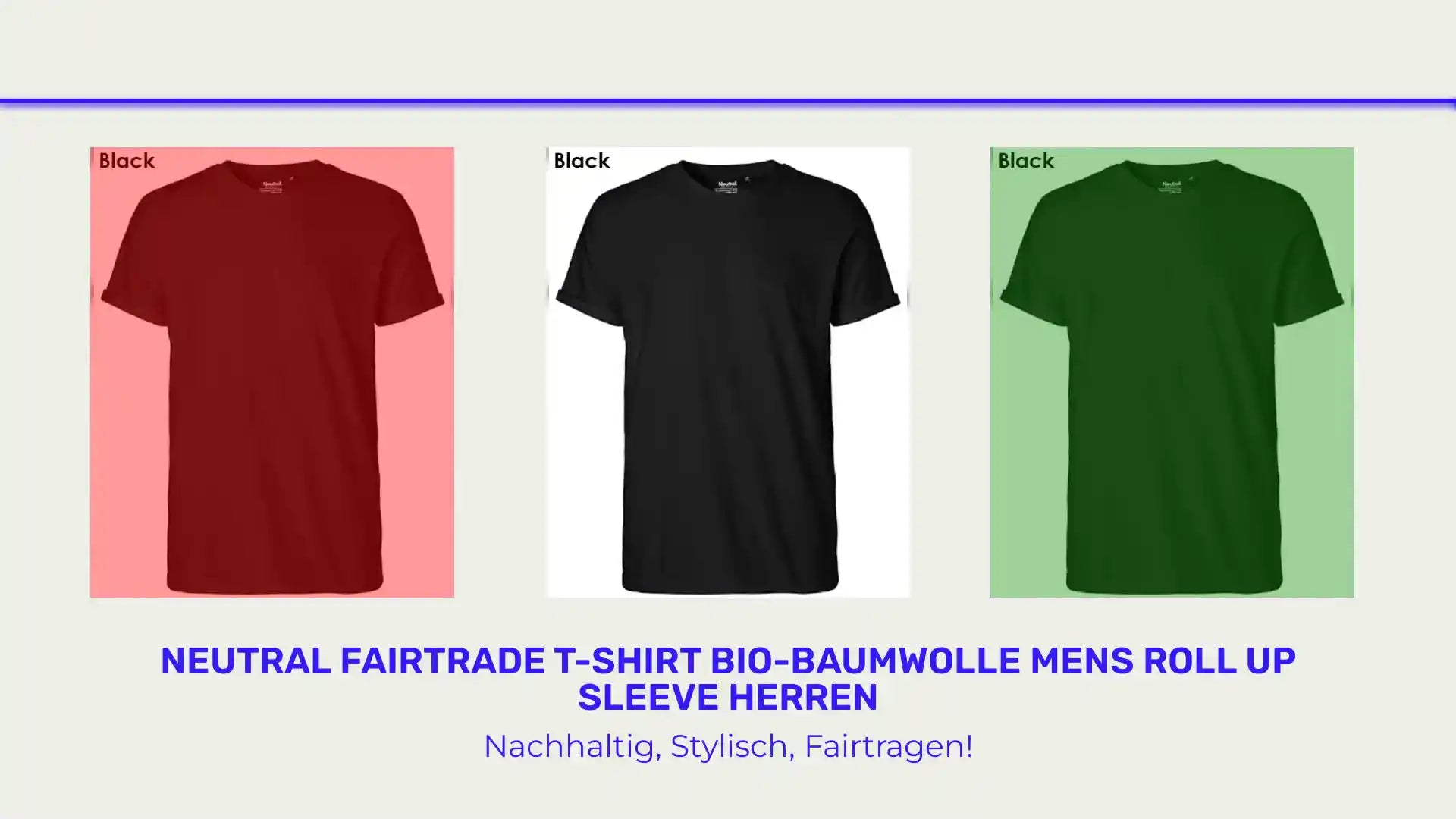 NEUTRAL Fairtrade T-Shirt Bio-Baumwolle Mens Roll Up Sleeve Herren by@Outfy