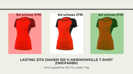 LASTING ZITA Damen 100 % Merinowolle T-Shirt  zweifarbig by@Outfy