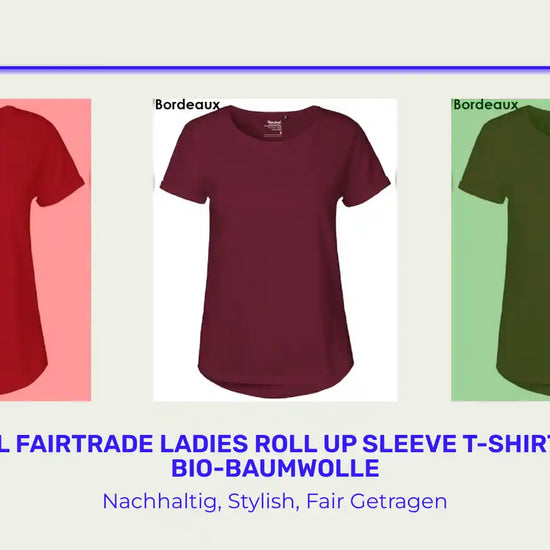 NEUTRAL Fairtrade Ladies Roll Up Sleeve T-Shirt Damen Bio-Baumwolle by@Outfy
