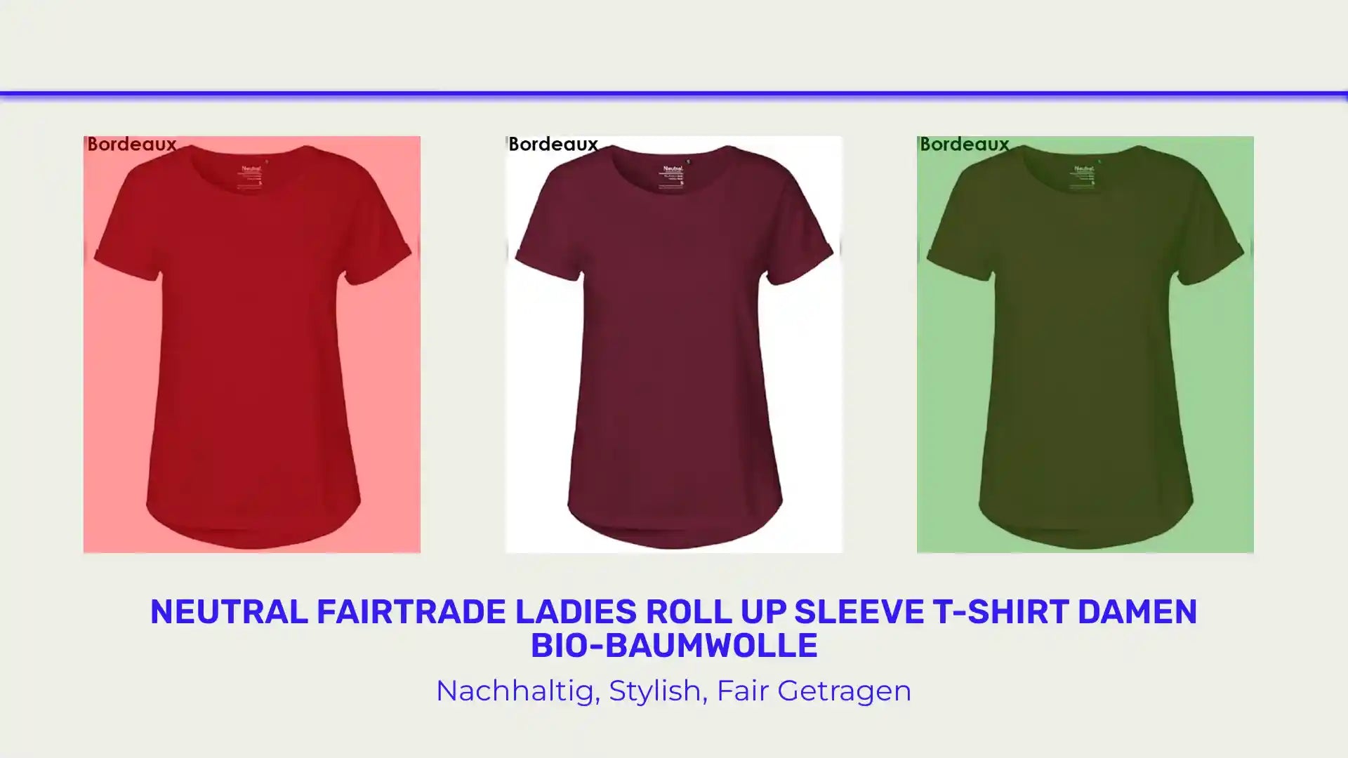 NEUTRAL Fairtrade Ladies Roll Up Sleeve T-Shirt Damen Bio-Baumwolle by@Outfy