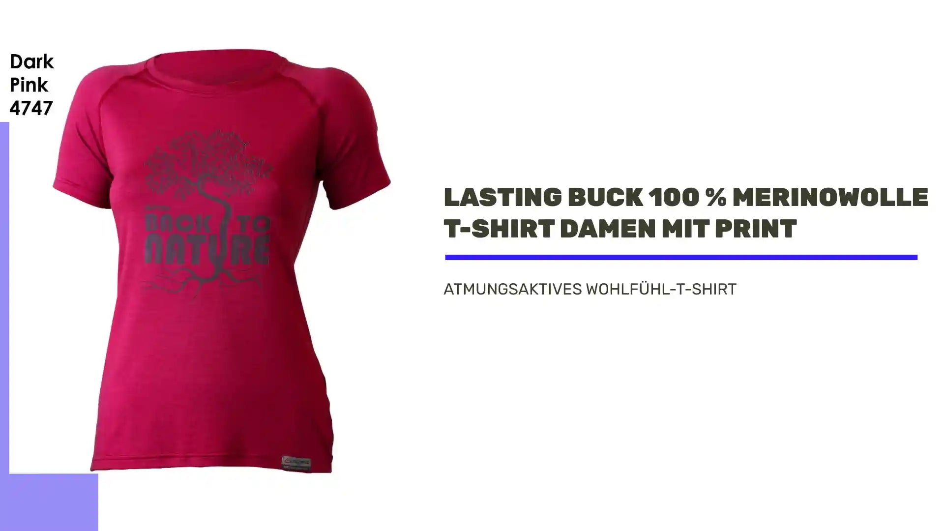 LASTING BUCK 100 % Merinowolle T-Shirt Damen mit Print by@Outfy